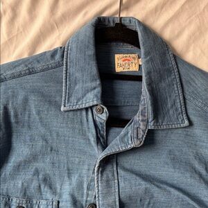 Faherty Light Blue Denim-Style Shirt Jacket